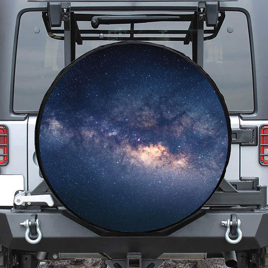Dark Milky Way Galaxy Space Print Leather Spare Tire Cover