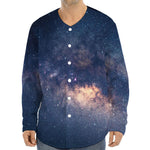 Dark Milky Way Galaxy Space Print Long Sleeve Baseball Jersey
