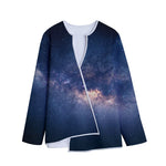 Dark Milky Way Galaxy Space Print Long Sleeve Short Coat