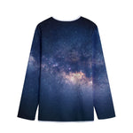 Dark Milky Way Galaxy Space Print Long Sleeve Short Coat