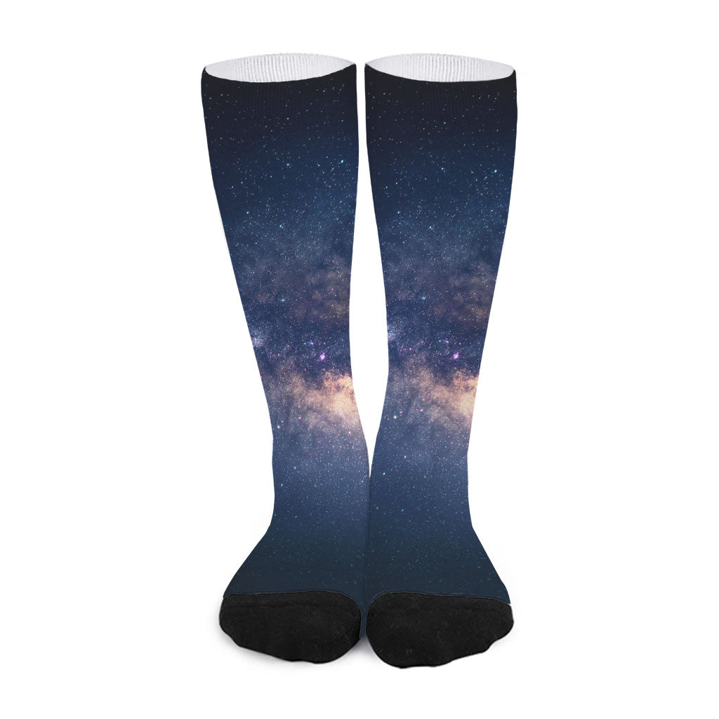 Dark Milky Way Galaxy Space Print Long Socks