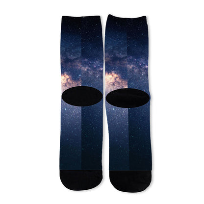 Dark Milky Way Galaxy Space Print Long Socks