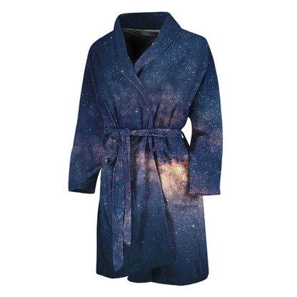 Dark Milky Way Galaxy Space Print Men's Bathrobe