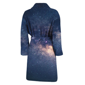 Dark Milky Way Galaxy Space Print Men's Bathrobe