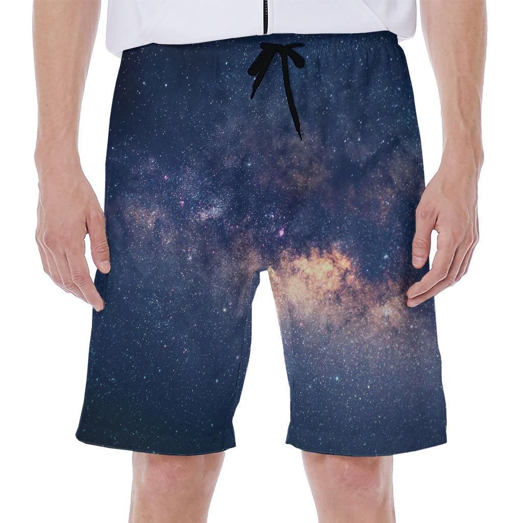 Dark Milky Way Galaxy Space Print Men's Beach Shorts