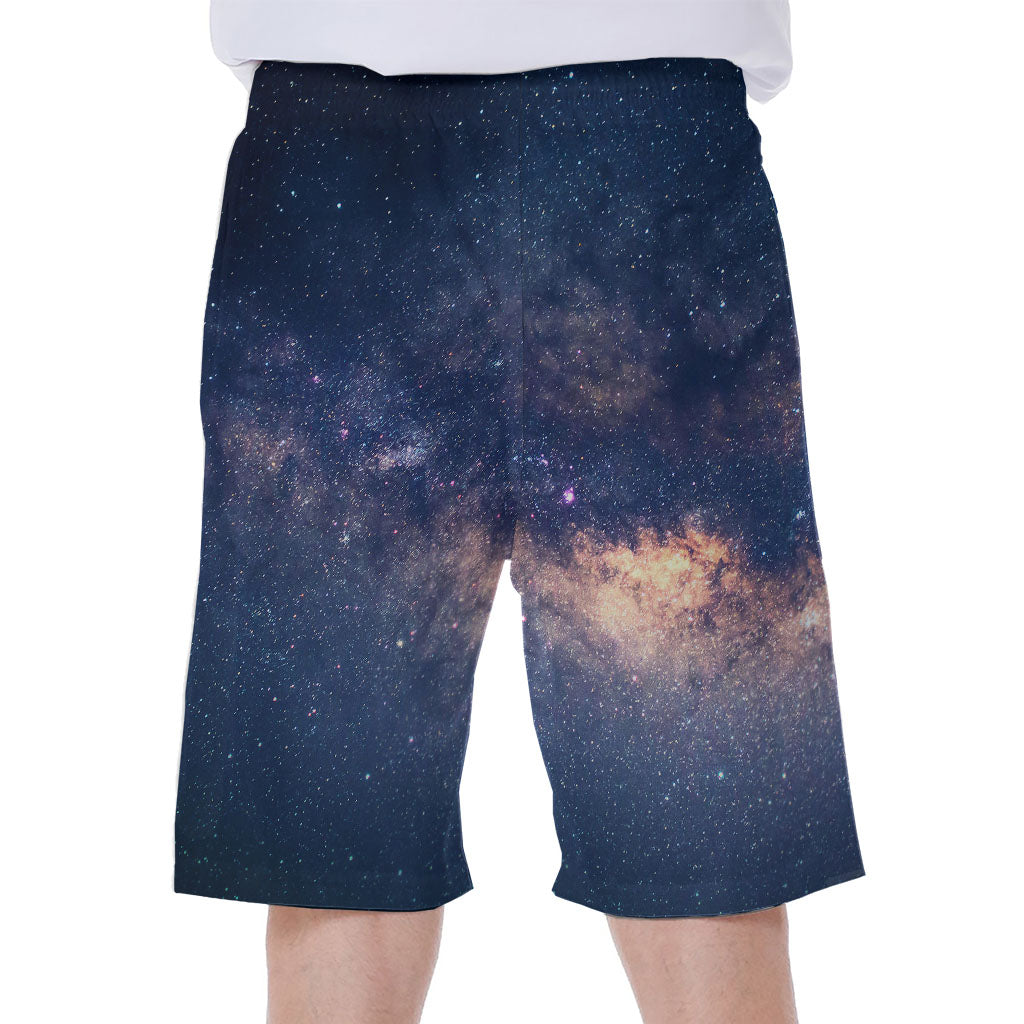 Dark Milky Way Galaxy Space Print Men's Beach Shorts