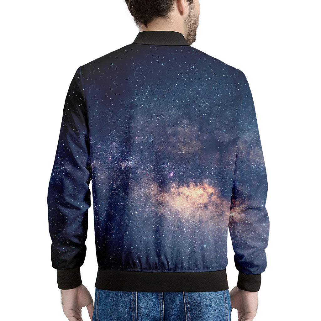 Dark Milky Way Galaxy Space Print Men's Bomber Jacket