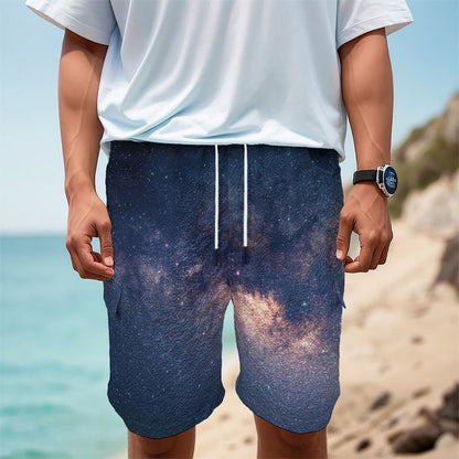 Dark Milky Way Galaxy Space Print Men's Cargo Shorts