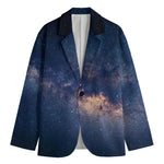 Dark Milky Way Galaxy Space Print Men's Cotton Blazer