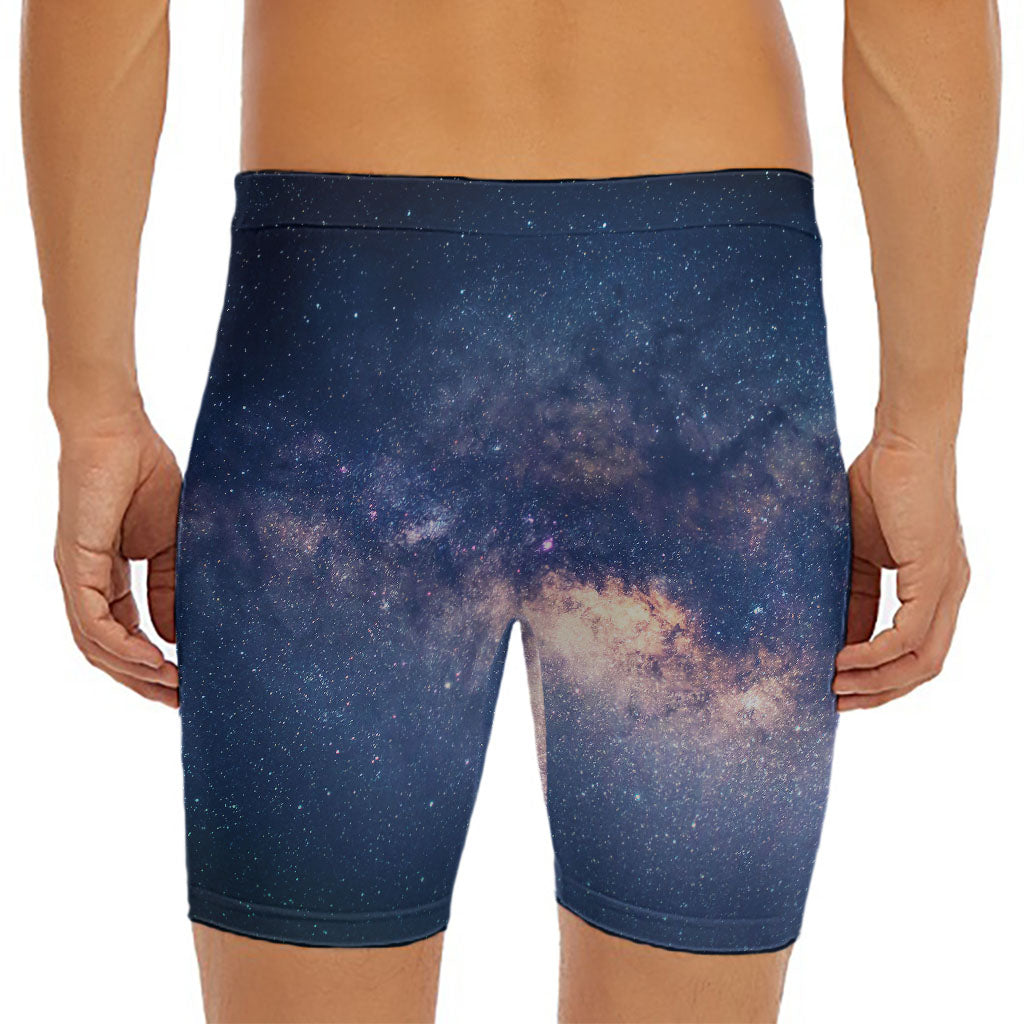 Dark Milky Way Galaxy Space Print Men's Long Boxer Briefs