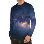 Dark Milky Way Galaxy Space Print Men's Long Sleeve Rash Guard