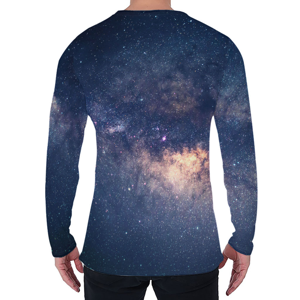 Dark Milky Way Galaxy Space Print Men's Long Sleeve T-Shirt