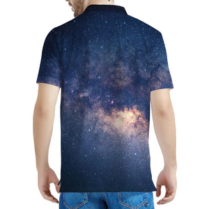 Dark Milky Way Galaxy Space Print Men's Polo Shirt