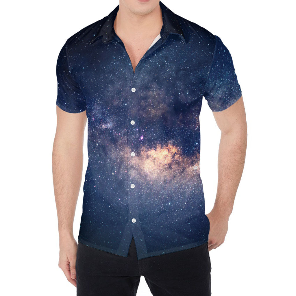 Dark Milky Way Galaxy Space Print Men's Shirt