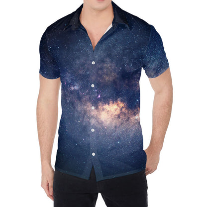 Dark Milky Way Galaxy Space Print Men's Shirt