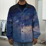 Dark Milky Way Galaxy Space Print Men's Shirt Jacket