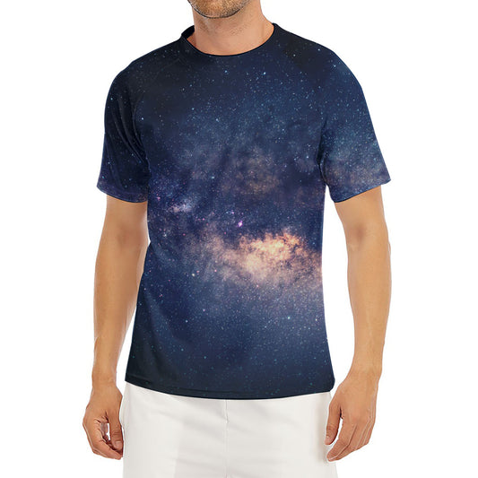Dark Milky Way Galaxy Space Print Men's Short Sleeve Rash Guard
