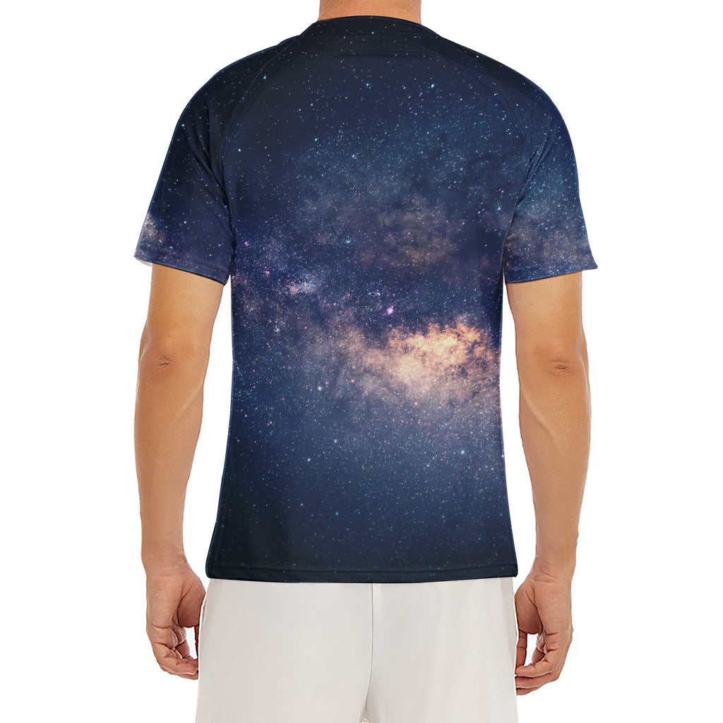 Dark Milky Way Galaxy Space Print Men's Short Sleeve Rash Guard