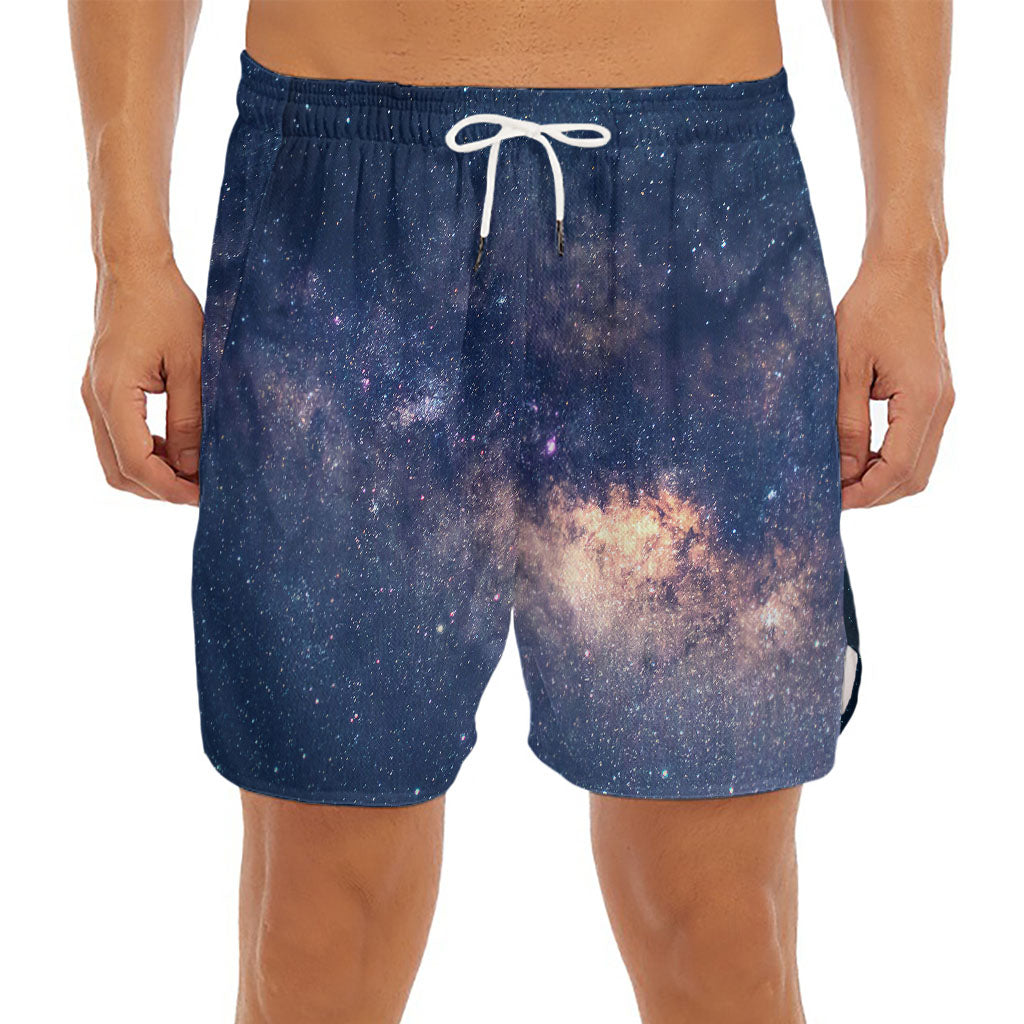 Dark Milky Way Galaxy Space Print Men's Split Running Shorts