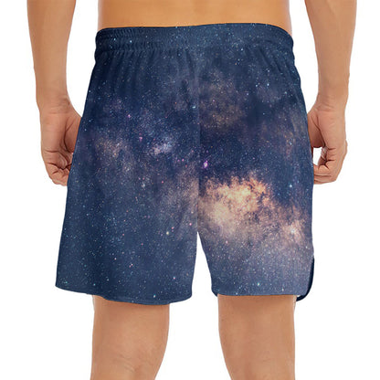 Dark Milky Way Galaxy Space Print Men's Split Running Shorts