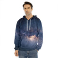 Dark Milky Way Galaxy Space Print Men's Velvet Pullover Hoodie