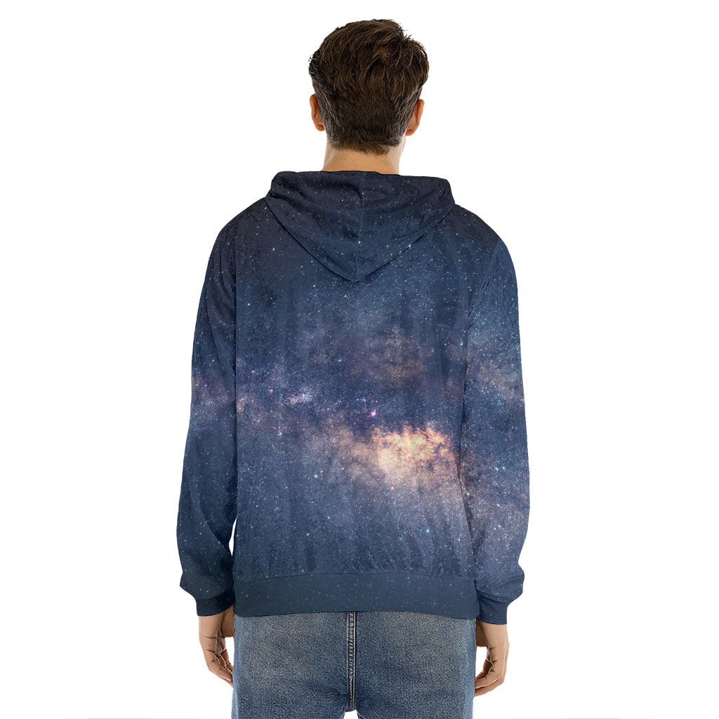 Dark Milky Way Galaxy Space Print Men's Velvet Pullover Hoodie
