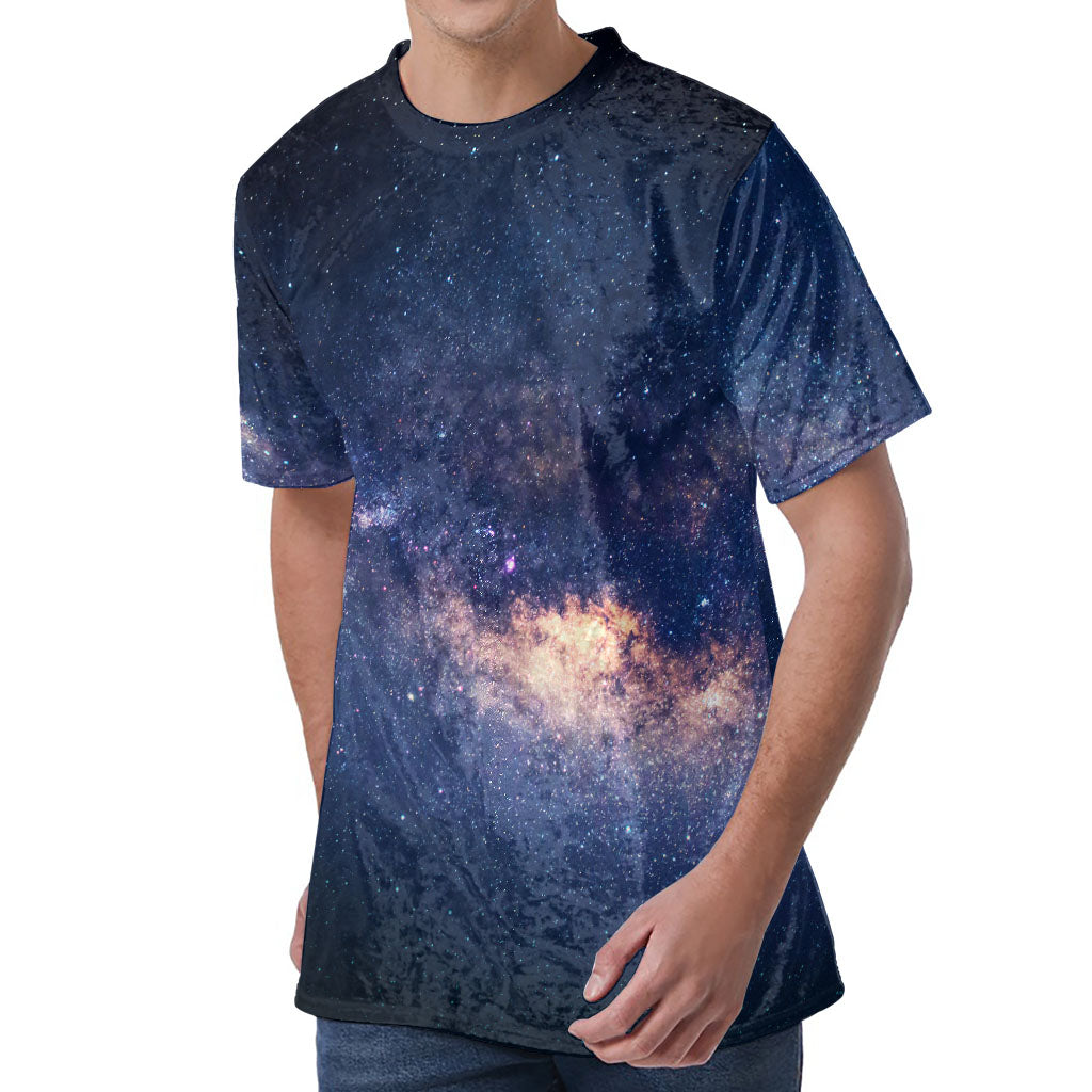 Dark Milky Way Galaxy Space Print Men's Velvet T-Shirt