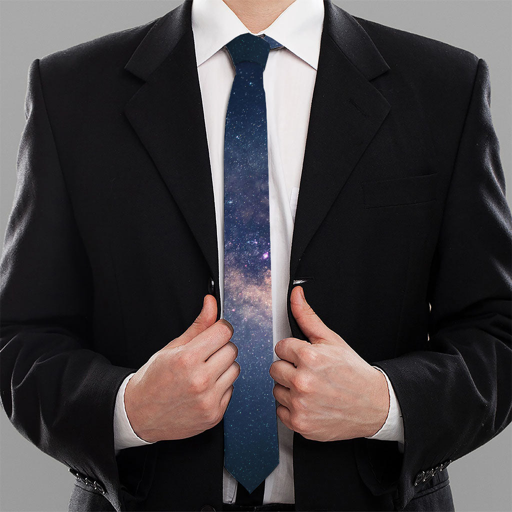 Dark Milky Way Galaxy Space Print Necktie