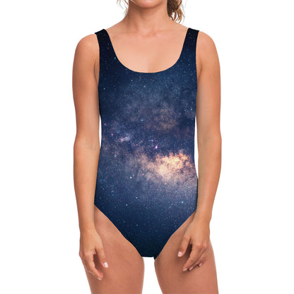Dark Milky Way Galaxy Space Print One Piece Swimsuit
