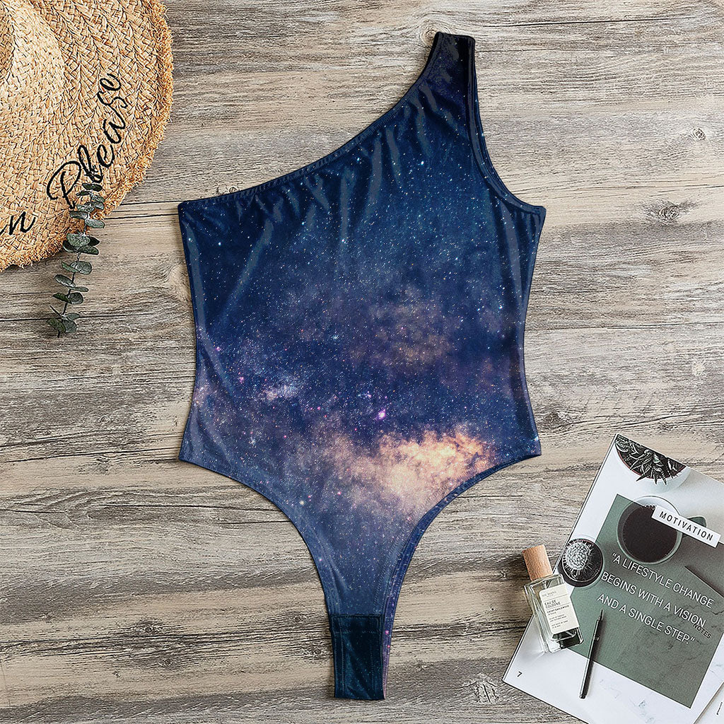 Dark Milky Way Galaxy Space Print One Shoulder Bodysuit