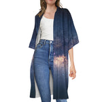 Dark Milky Way Galaxy Space Print Open Front Beach Cover Up