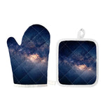 Dark Milky Way Galaxy Space Print Oven Mitt And Pot Holder Set