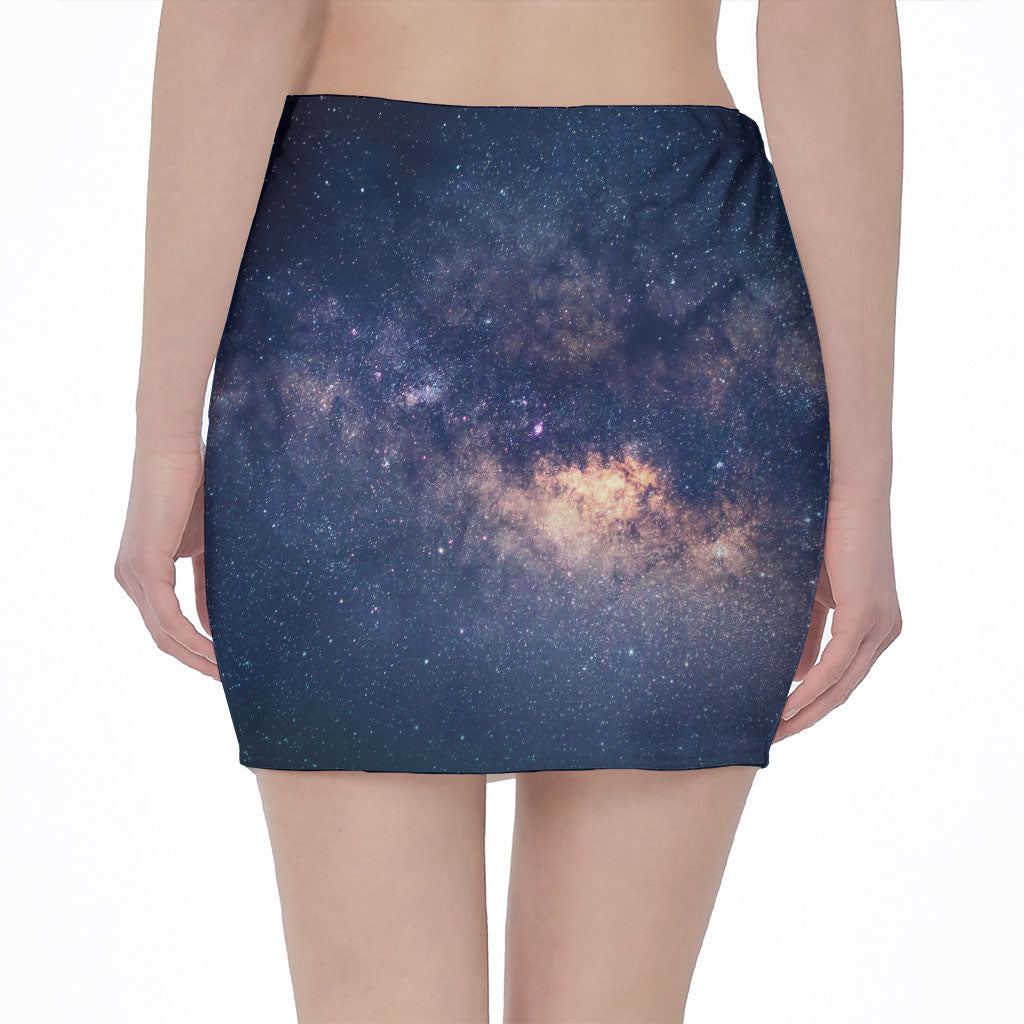 Dark Milky Way Galaxy Space Print Pencil Mini Skirt