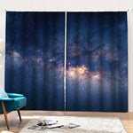 Dark Milky Way Galaxy Space Print Pencil Pleat Curtains