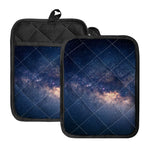 Dark Milky Way Galaxy Space Print Pot Holders With Pocket
