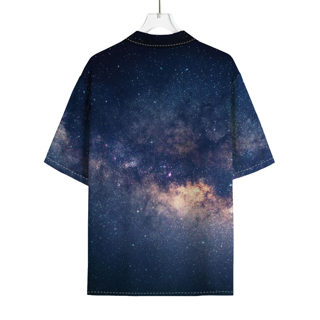 Dark Milky Way Galaxy Space Print Rayon Hawaiian Shirt