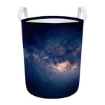 Dark Milky Way Galaxy Space Print Round Laundry Basket