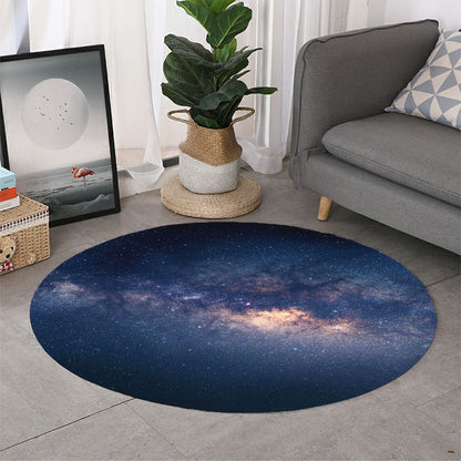 Dark Milky Way Galaxy Space Print Round Rug