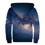 Dark Milky Way Galaxy Space Print Sherpa Lined Zip Up Hoodie