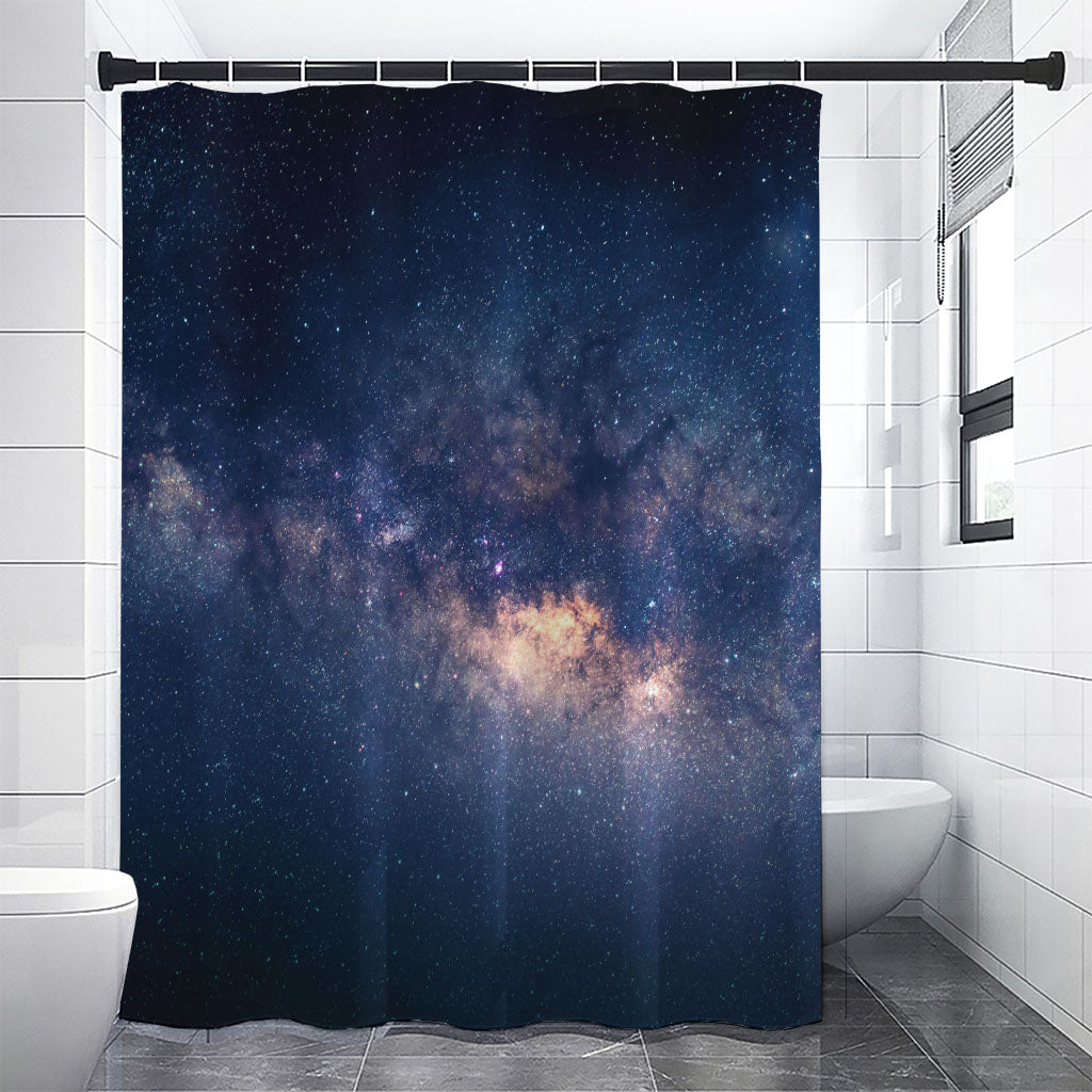 Dark Milky Way Galaxy Space Print Shower Curtain