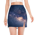 Dark Milky Way Galaxy Space Print Side Slit Mini Skirt