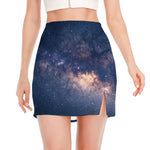 Dark Milky Way Galaxy Space Print Side Slit Mini Skirt