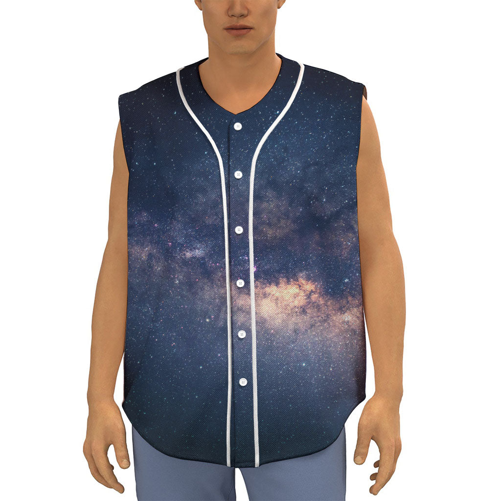 Dark Milky Way Galaxy Space Print Sleeveless Baseball Jersey