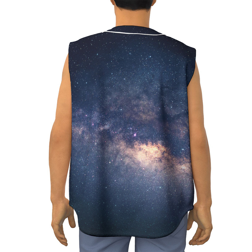 Dark Milky Way Galaxy Space Print Sleeveless Baseball Jersey