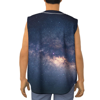 Dark Milky Way Galaxy Space Print Sleeveless Baseball Jersey