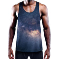 Dark Milky Way Galaxy Space Print Men's Workout Tank Top