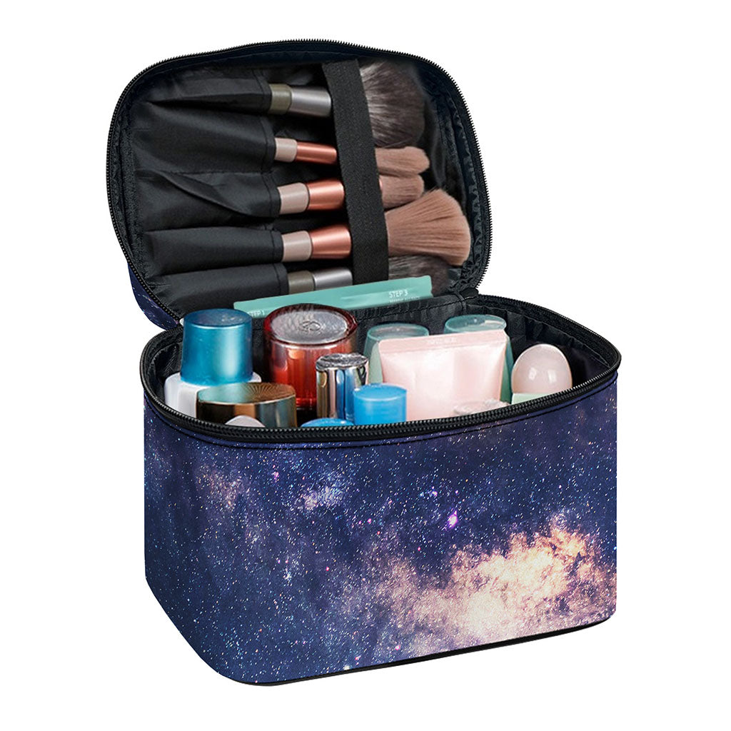 Dark Milky Way Galaxy Space Print Travel Makeup Bag
