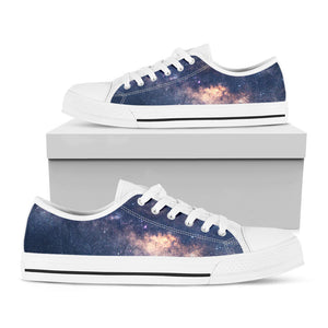 Dark Milky Way Galaxy Space Print White Low Top Sneakers