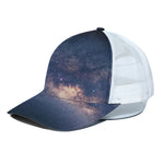 Dark Milky Way Galaxy Space Print White Mesh Trucker Cap