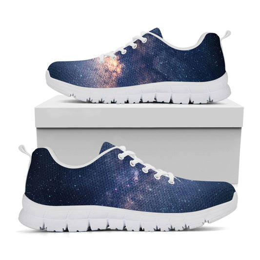Dark Milky Way Galaxy Space Print White Running Shoes
